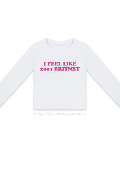 I Feel Like 2007 Britney Long Sleeve Crop Top Cherrykitten