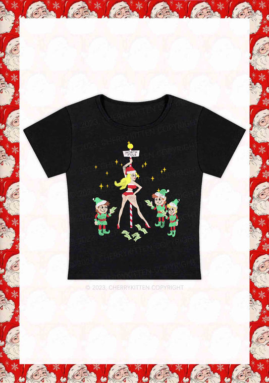 North Pole Dancing Christmas Girl Y2K Baby Tee Cherrykitten