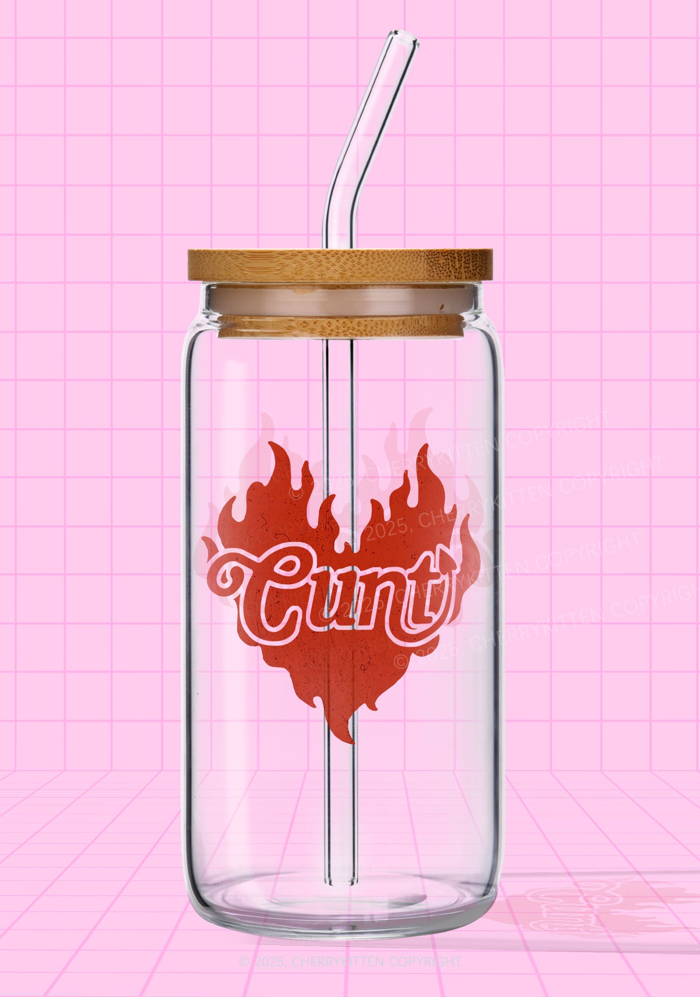 Cxxt Devil Y2K Printed Glass Cup Cherrykitten