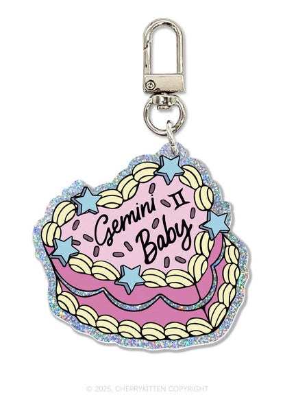 Gemini Baby 1Pc Y2K Glitter Keychain Cherrykitten