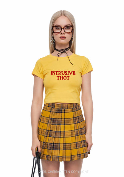 Intrusive Thot Y2K Baby Tee Cherrykitten