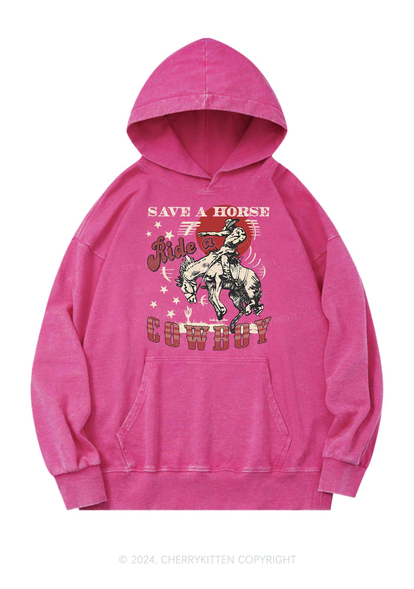 Ride A Cowboy Y2K Washed Hoodie Cherrykitten