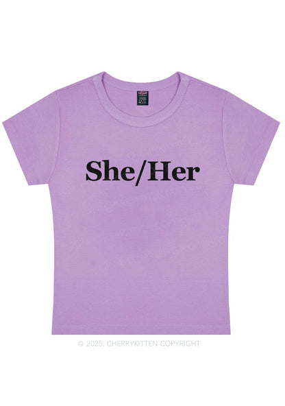 She Or Her Y2K Baby Tee Cherrykitten