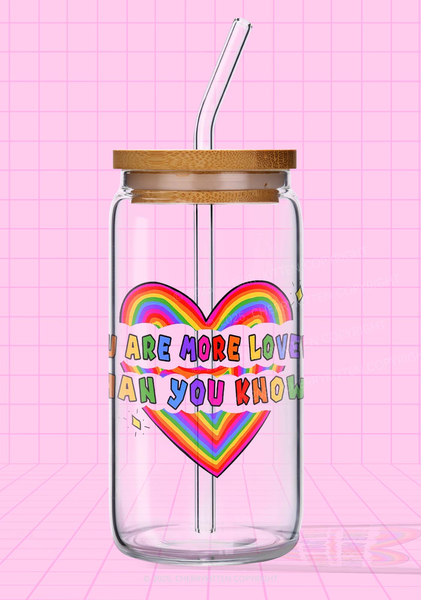 You Are More Loved Than You Know Y2K Printed Glass Cup Cherrykitten