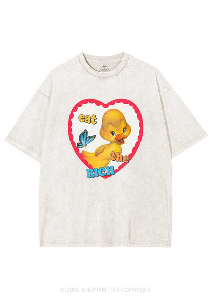 Eat The Rich Duck Y2K Washed Tee Cherrykitten