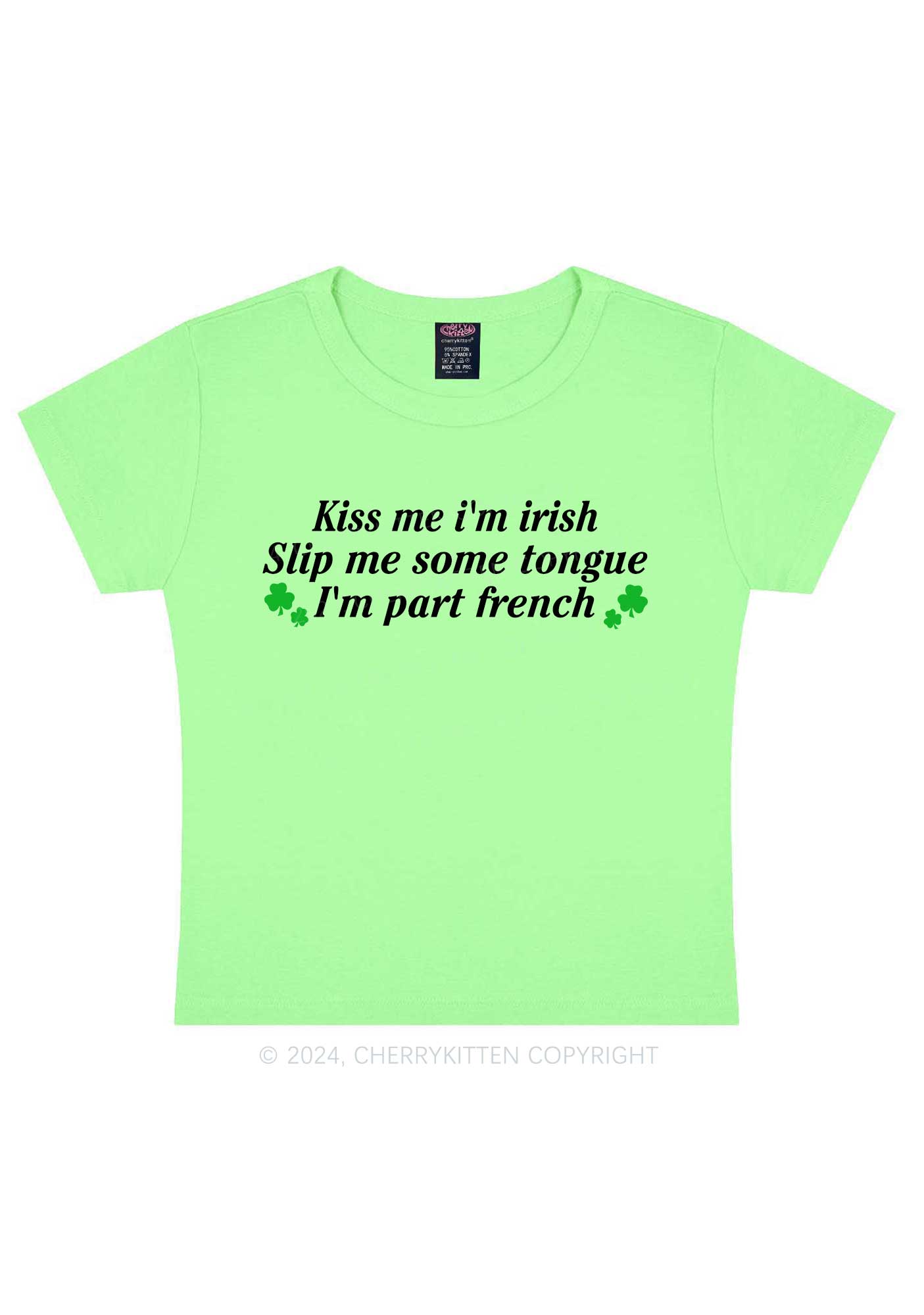 Im Part French St Patricks Y2K Baby Tee Cherrykitten