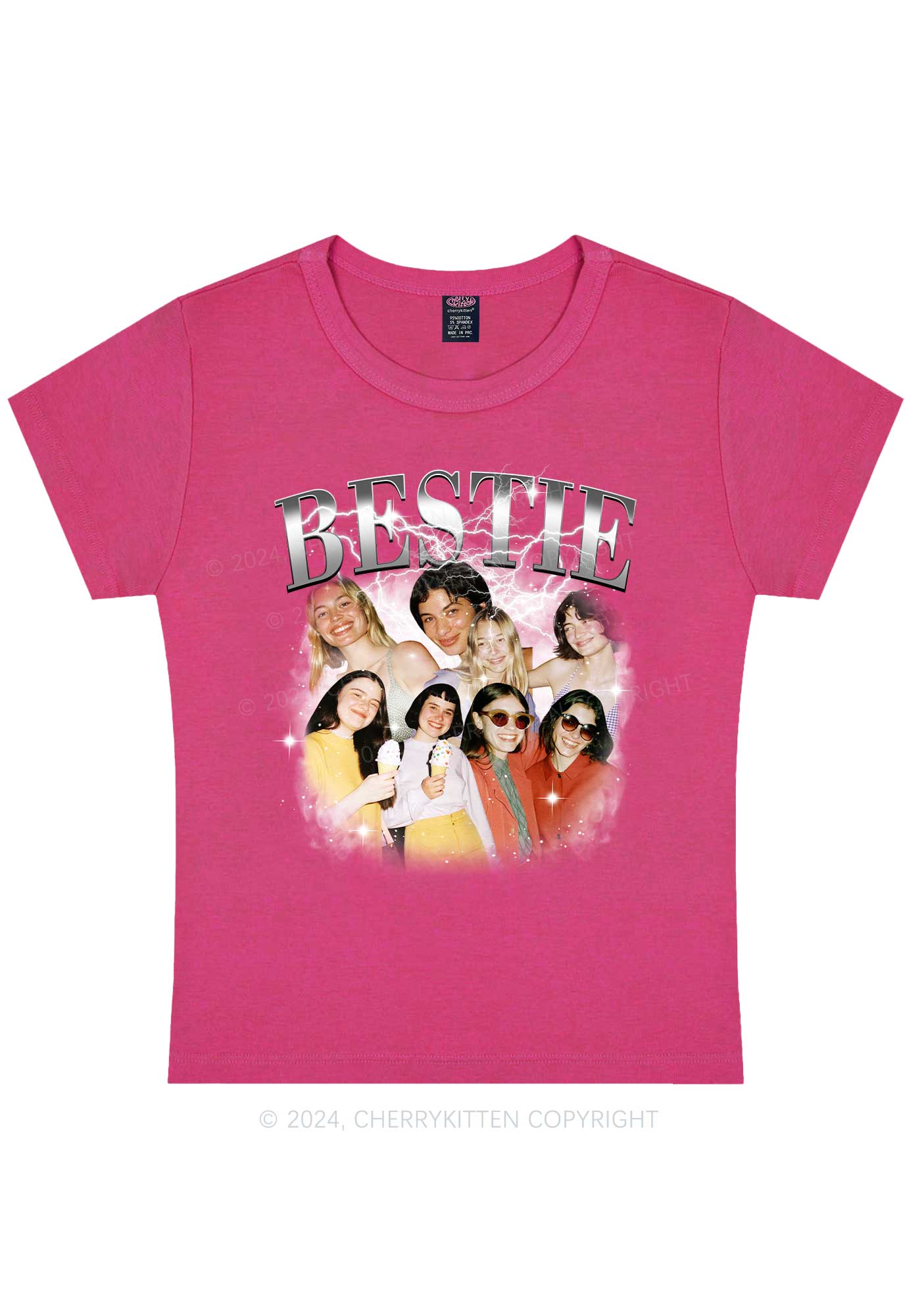 Silver Custom Bestie Photos Y2K Valentine's Day Baby Tee Cherrykitten