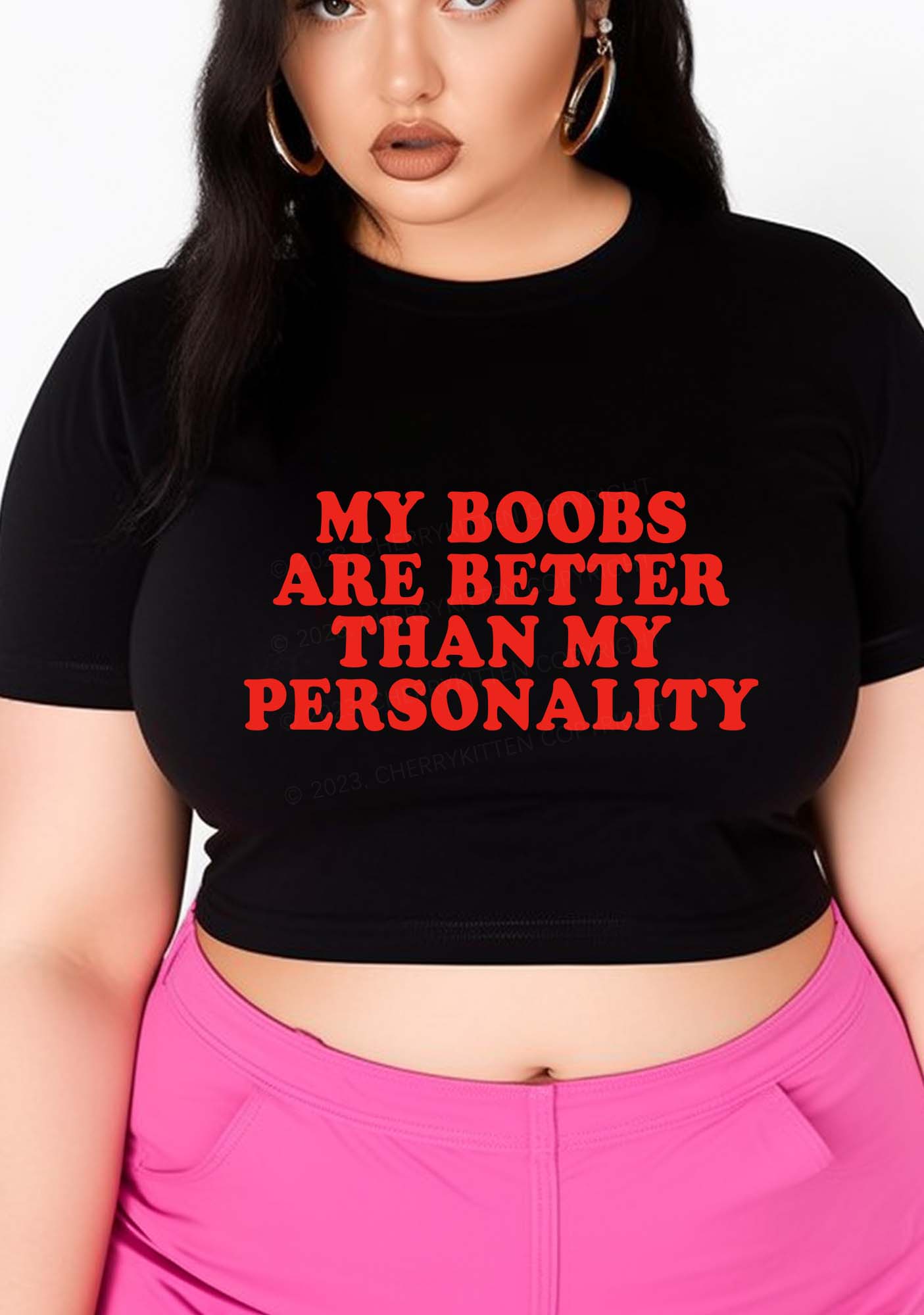 Curvy Bxxbs Better Than Personality Y2K Baby Tee Cherrykitten