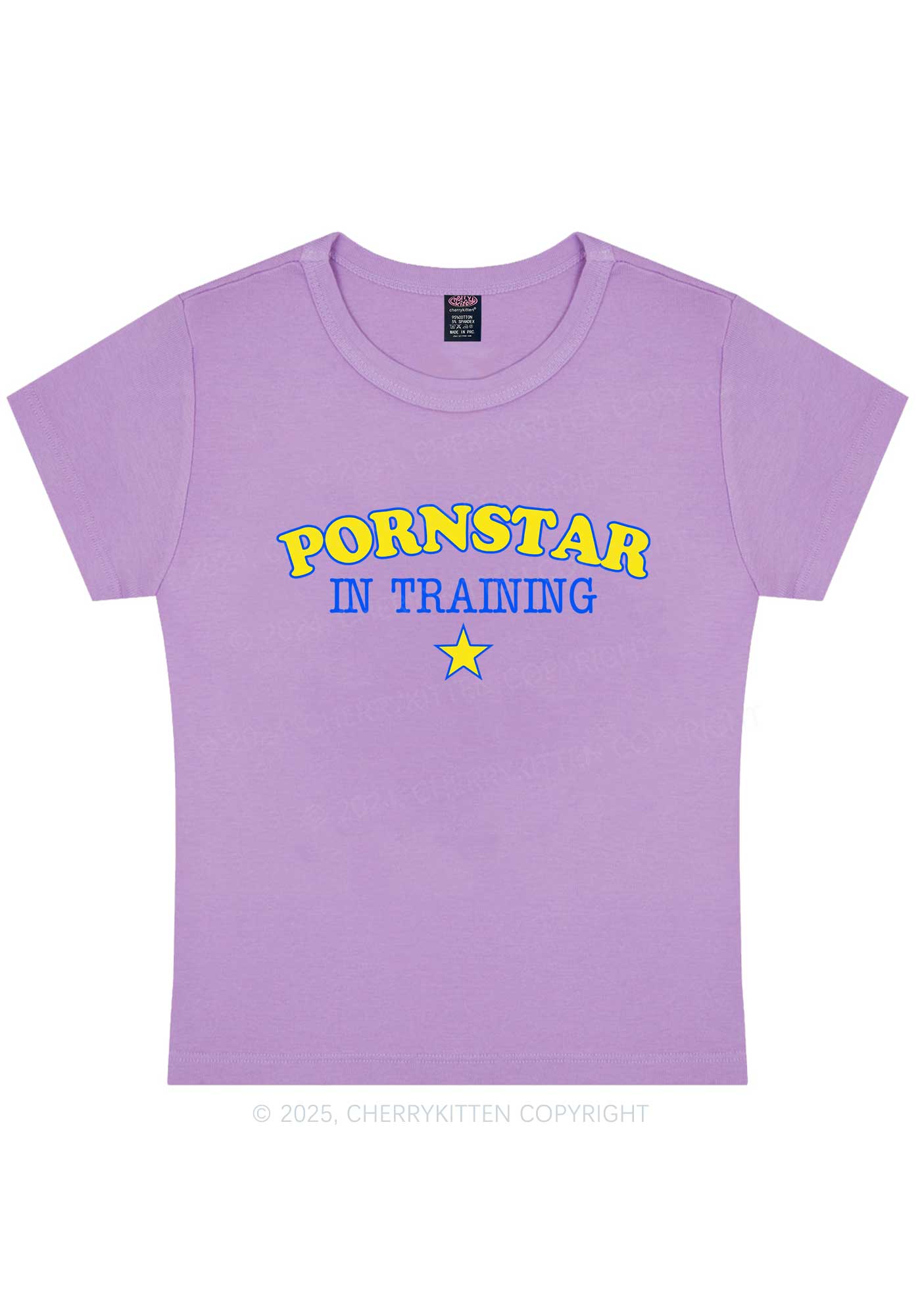 Pxrnstar In Training Y2K Baby Tee Cherrykitten