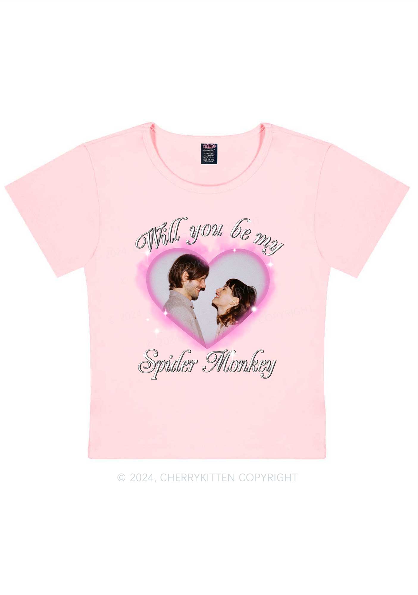 Spider Monkey Custom Photo Y2K Valentine's Day Baby Tee Cherrykitten