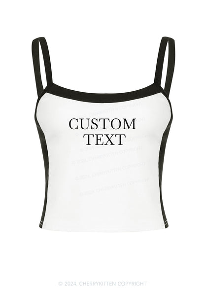 Custom Text Y2K Color Block Crop Cami Top Cherrykitten