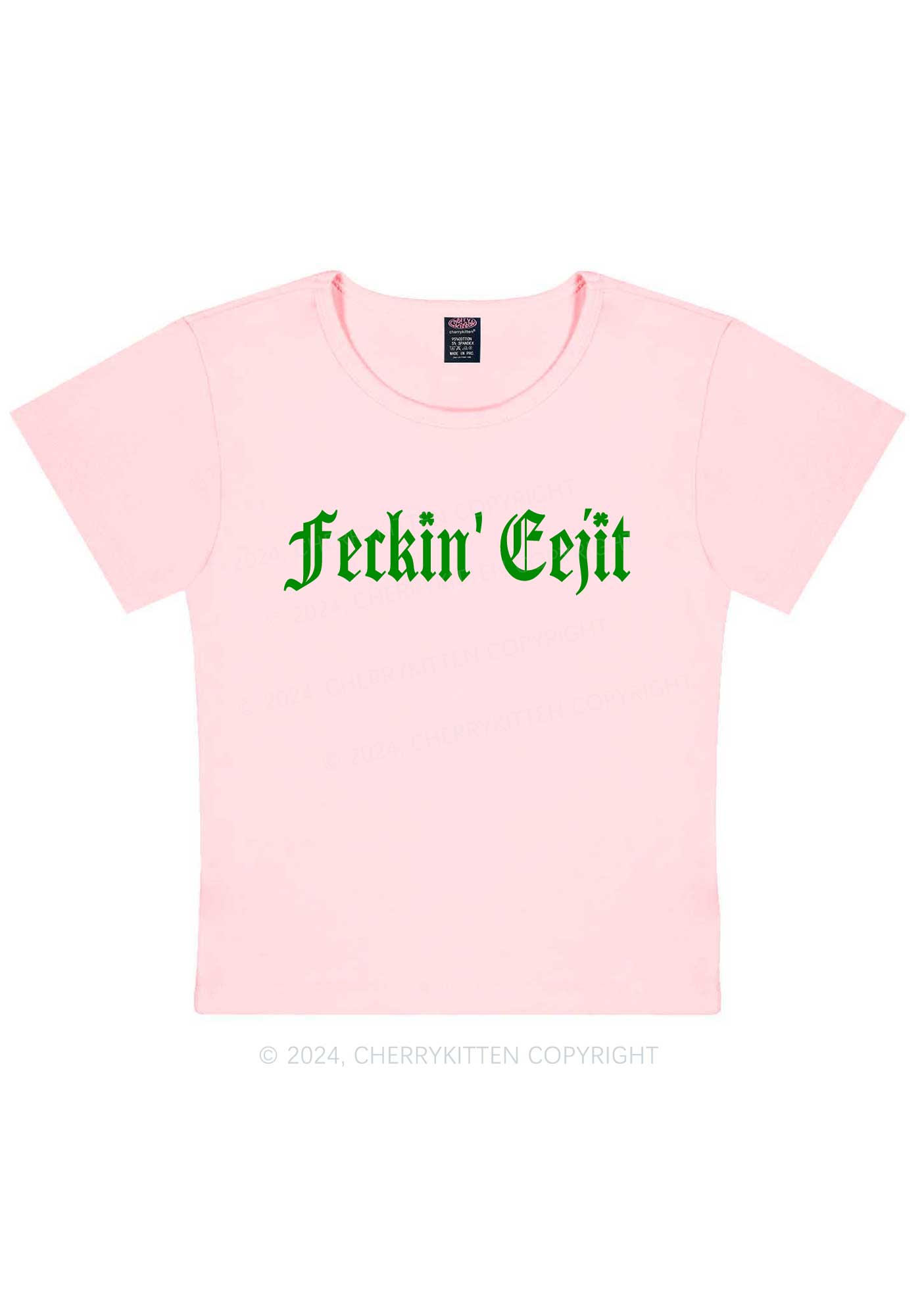 Feckin Eejit St Patricks Y2K Baby Tee Cherrykitten