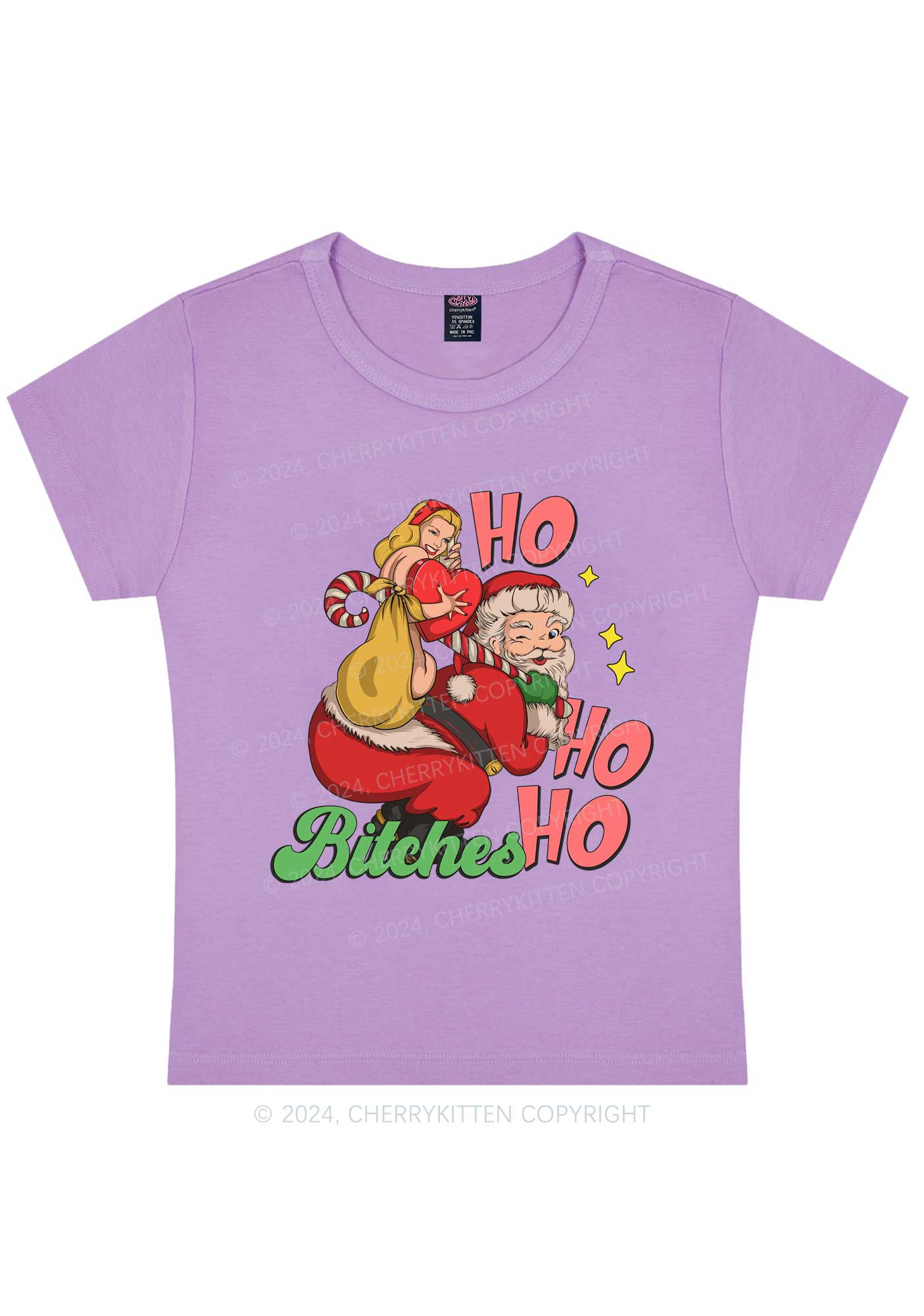 Christmas Ho Ho Ho Bxxches Y2K Baby Tee Cherrykitten