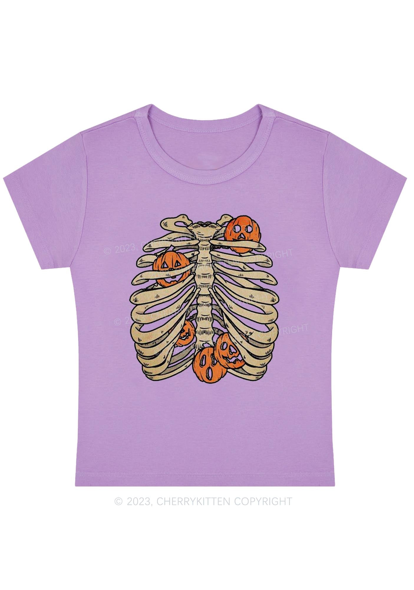 Skeleton Mannequin Pumpkin Halloween Baby Tee Cherrykitten