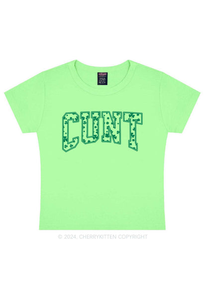 Green Cxxt St Patricks Y2K Baby Tee Cherrykitten