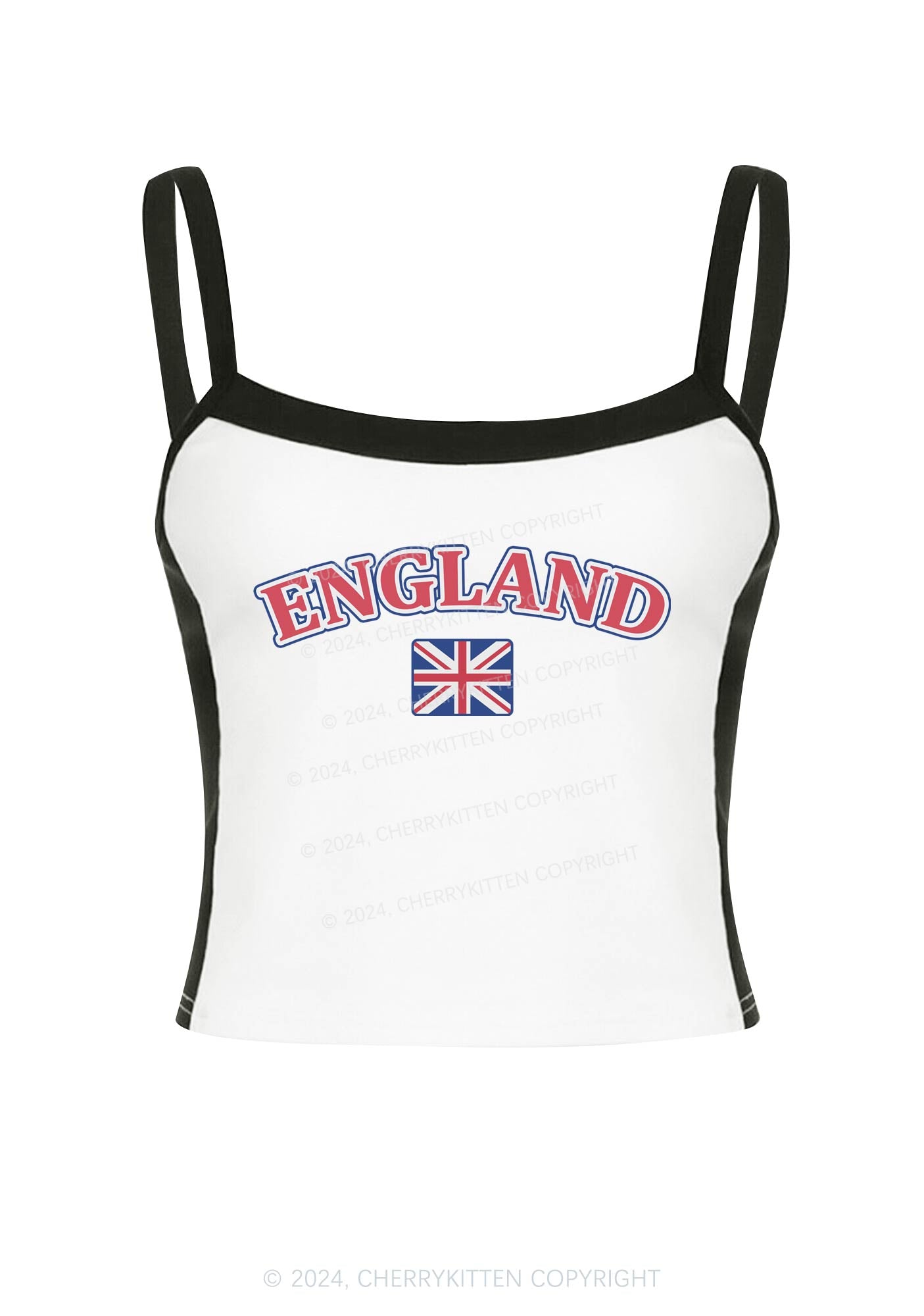 England Y2K Color Block Crop Cami Top Cherrykitten