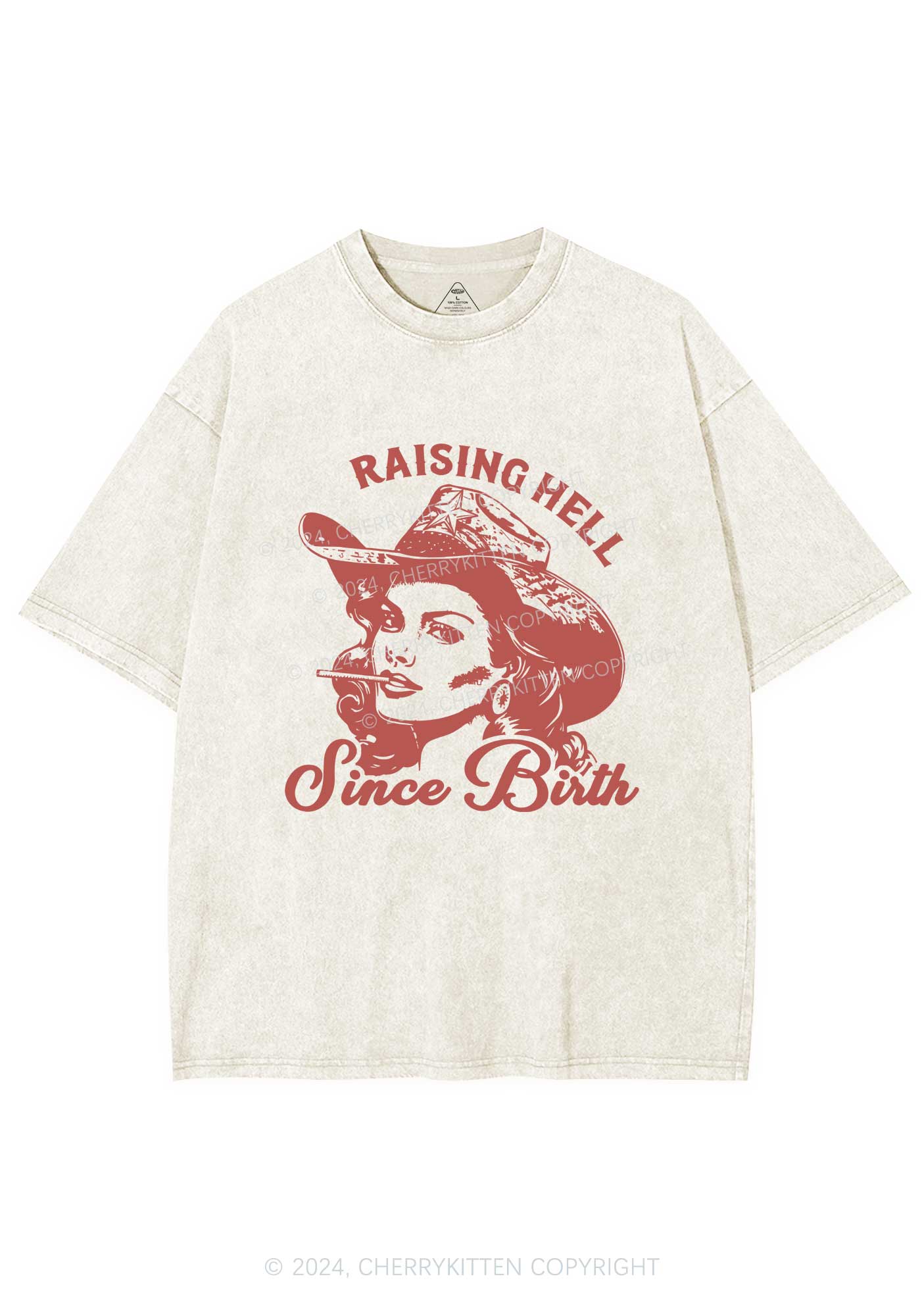 Raising Hell Since Birth Y2K Washed Tee Cherrykitten