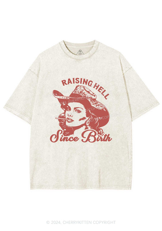 Raising Hell Since Birth Y2K Washed Tee Cherrykitten