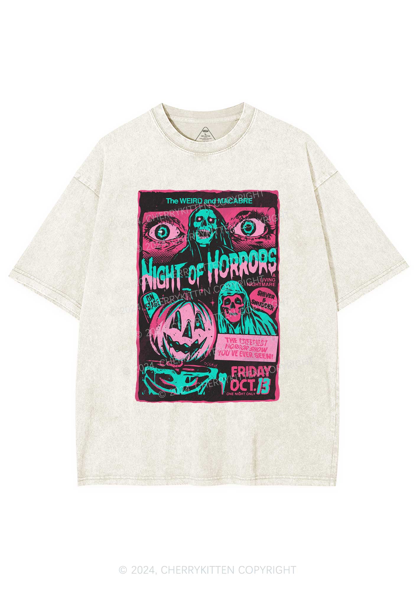 Halloween Nights Of Horrors Y2K Washed Tee Cherrykitten