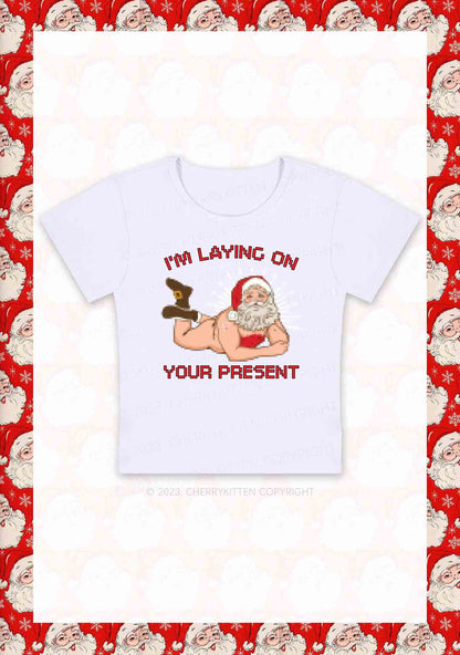 I'm Laying On Your Present Christmas Y2K Baby Tee Cherrykitten