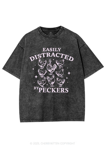 Easily Distracted By Peckers Y2K Washed Tee Cherrykitten