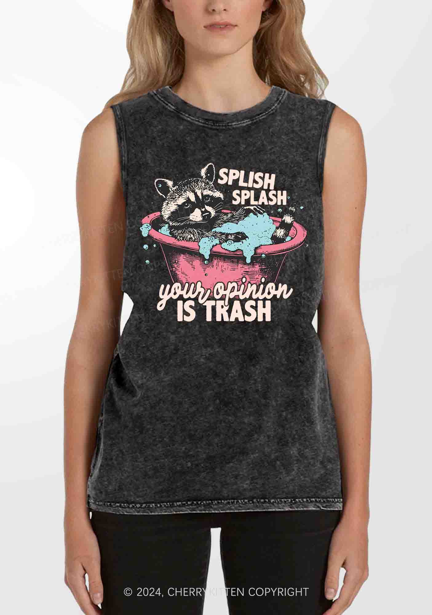 Raccoons Trash Opinion Y2K Washed Tank Cherrykitten