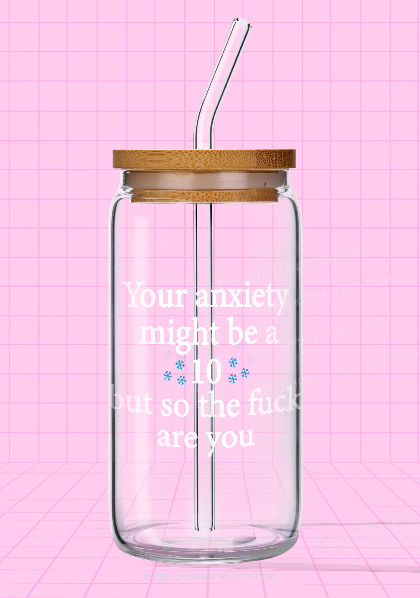 Your Anxiety Might Be Ten Y2K Printed Glass Cup Cherrykitten