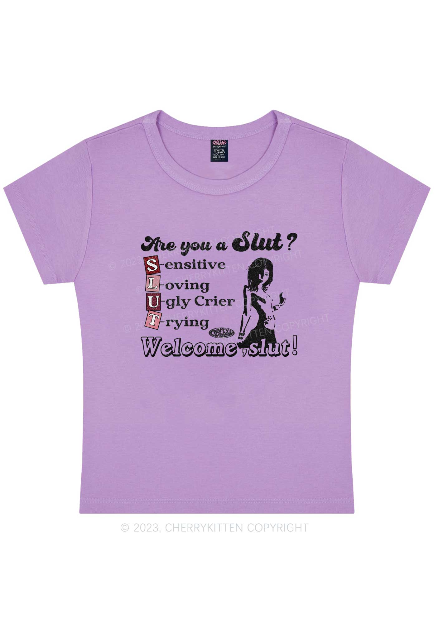 Curvy Welcome Slxt Y2K Baby Tee Cherrykitten