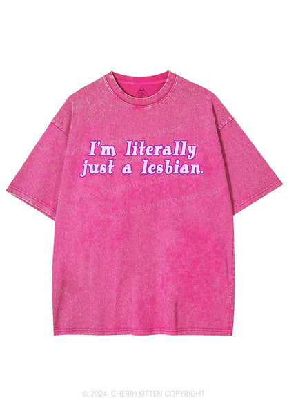 Literally Just A Lesbian Y2K Washed Tee Cherrykitten