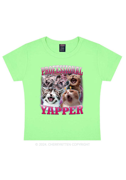 Professional Yapper Cat Y2K Baby Tee Cherrykitten