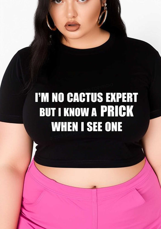 Curvy Cactus Expert Y2K Baby Tee Cherrykitten