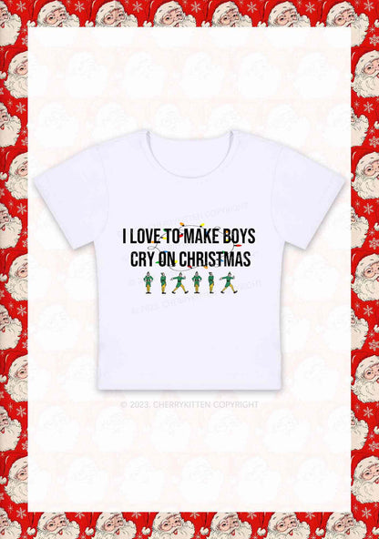 I Love To Make Boys Cry On Christmas Y2K Baby Tee Cherrykitten