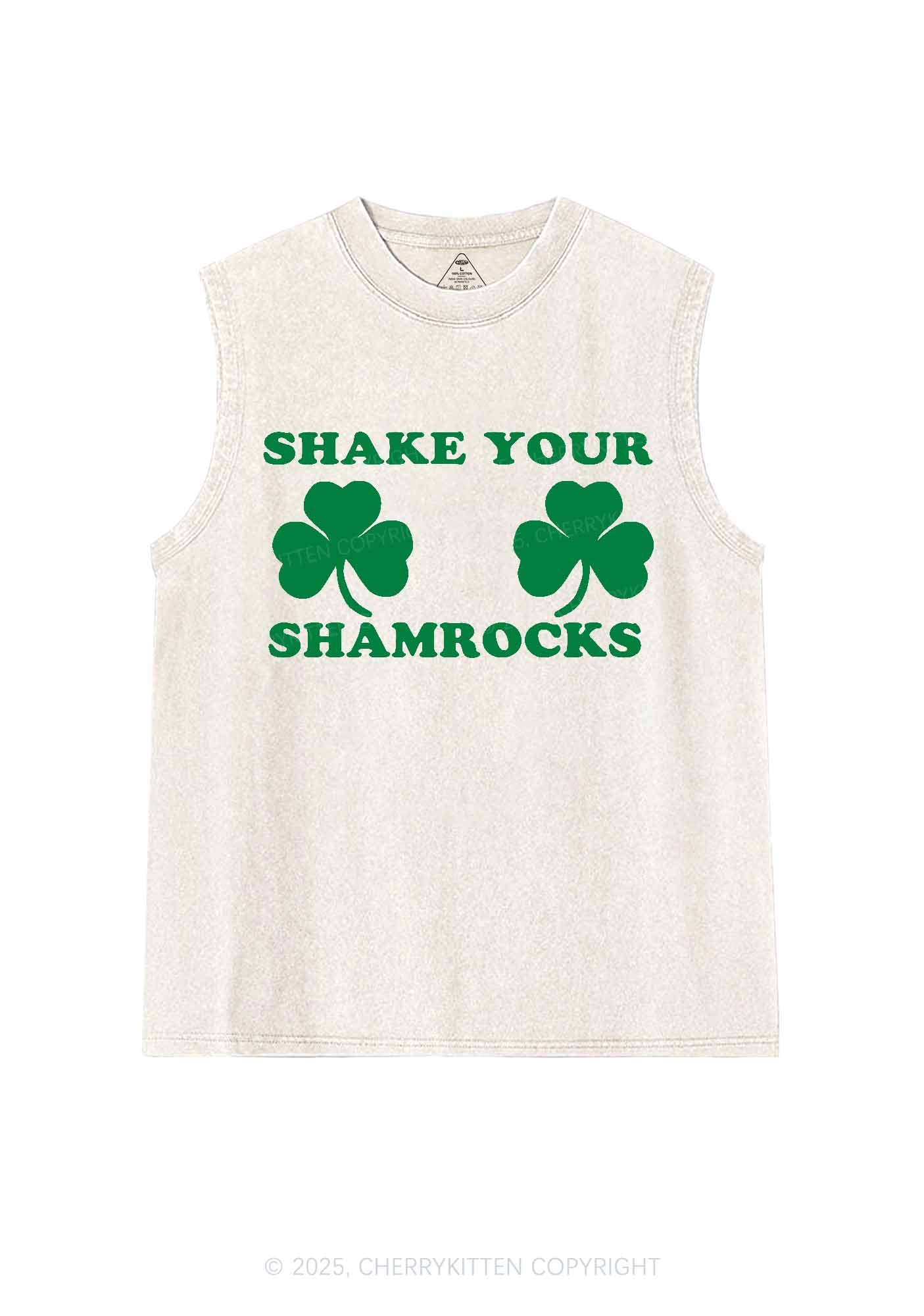 Shake Your Shamrocks St Patricks Y2K Washed Tank Cherrykitten