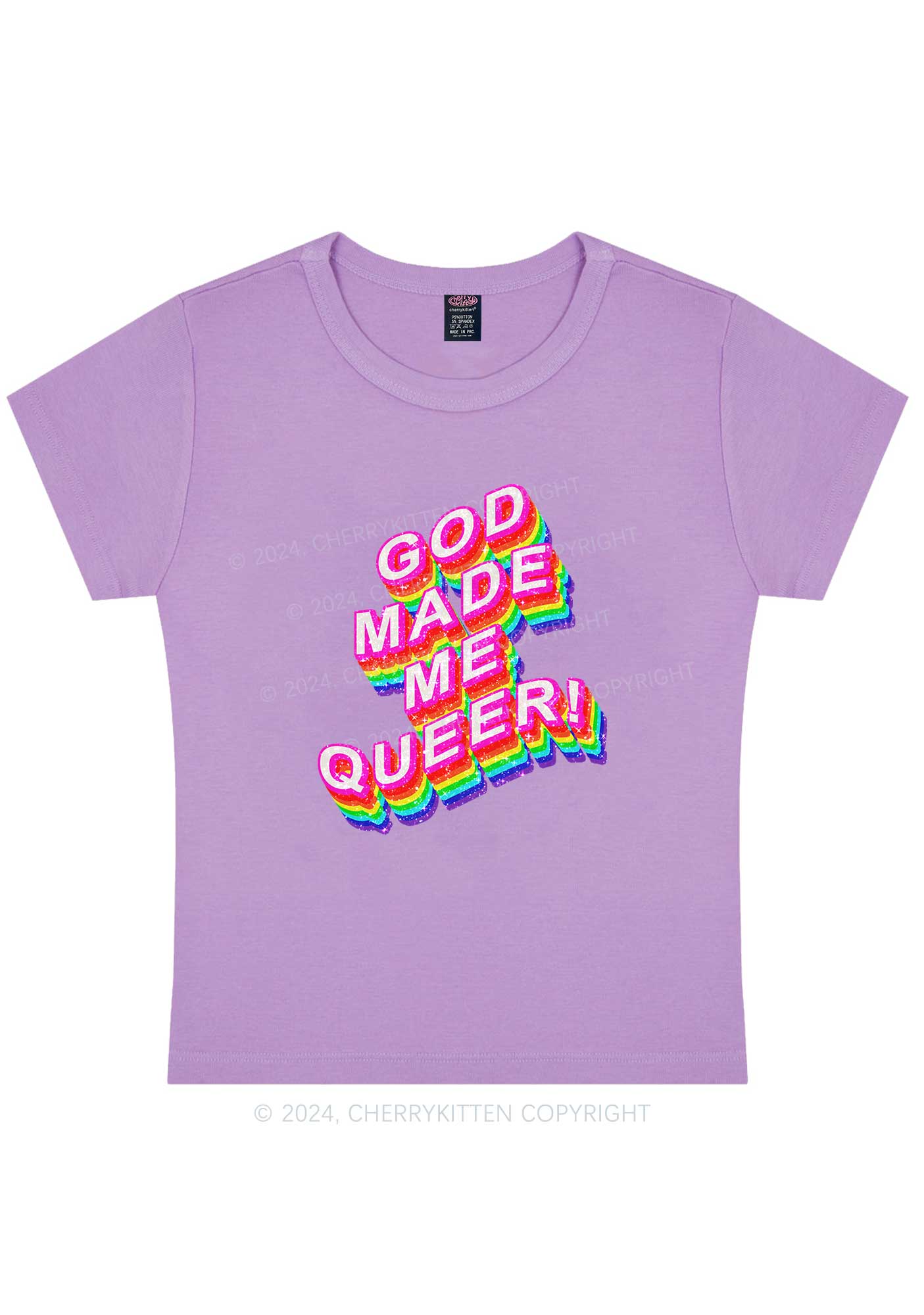 God Made Me Queer Y2K Baby Tee Cherrykitten