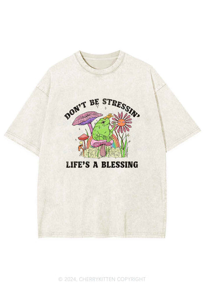 Don't Be Stressin Y2K Washed Tee Cherrykitten