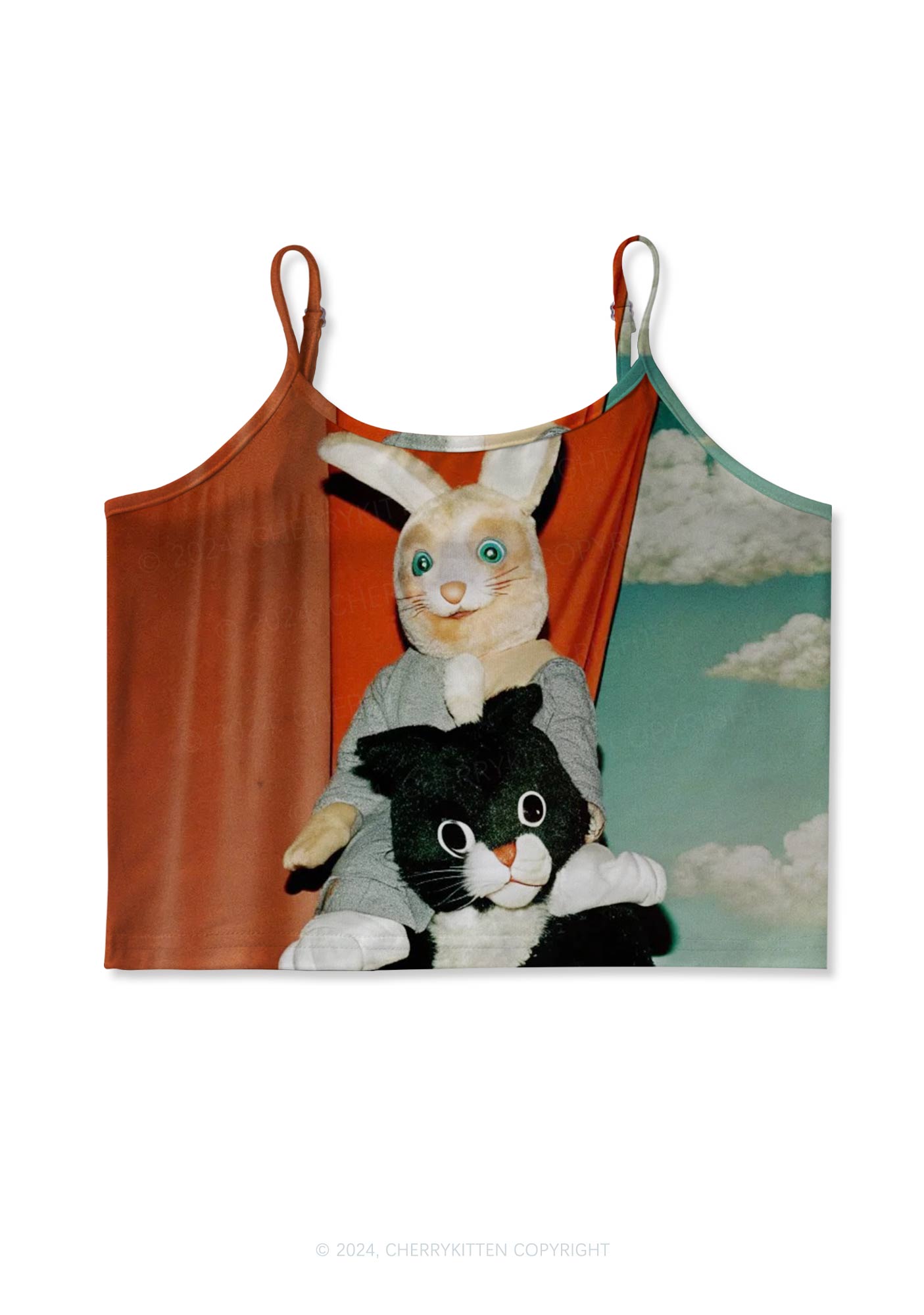 Cat Bunny Y2K Print Cami Crop Top Cherrykitten