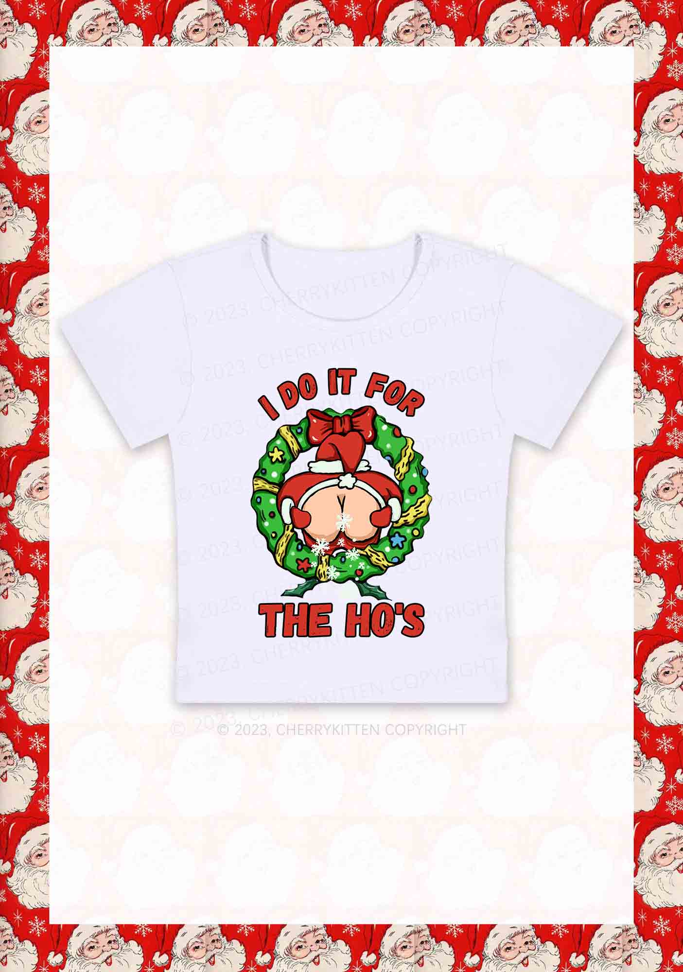 I Do It For The Christmas Wreath Y2K Baby Tee Cherrykitten