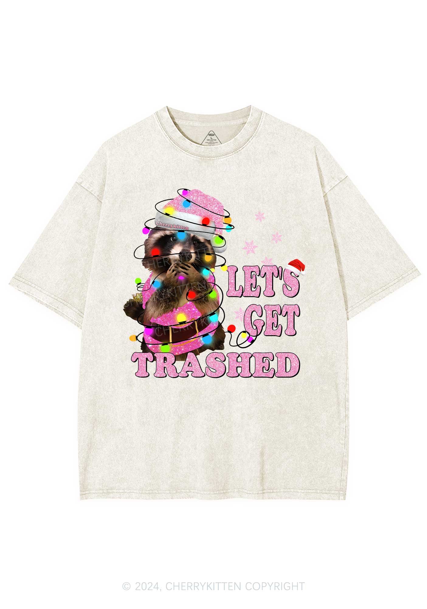 Christmas Let's Get Trashed Y2K Washed Tee Cherrykitten