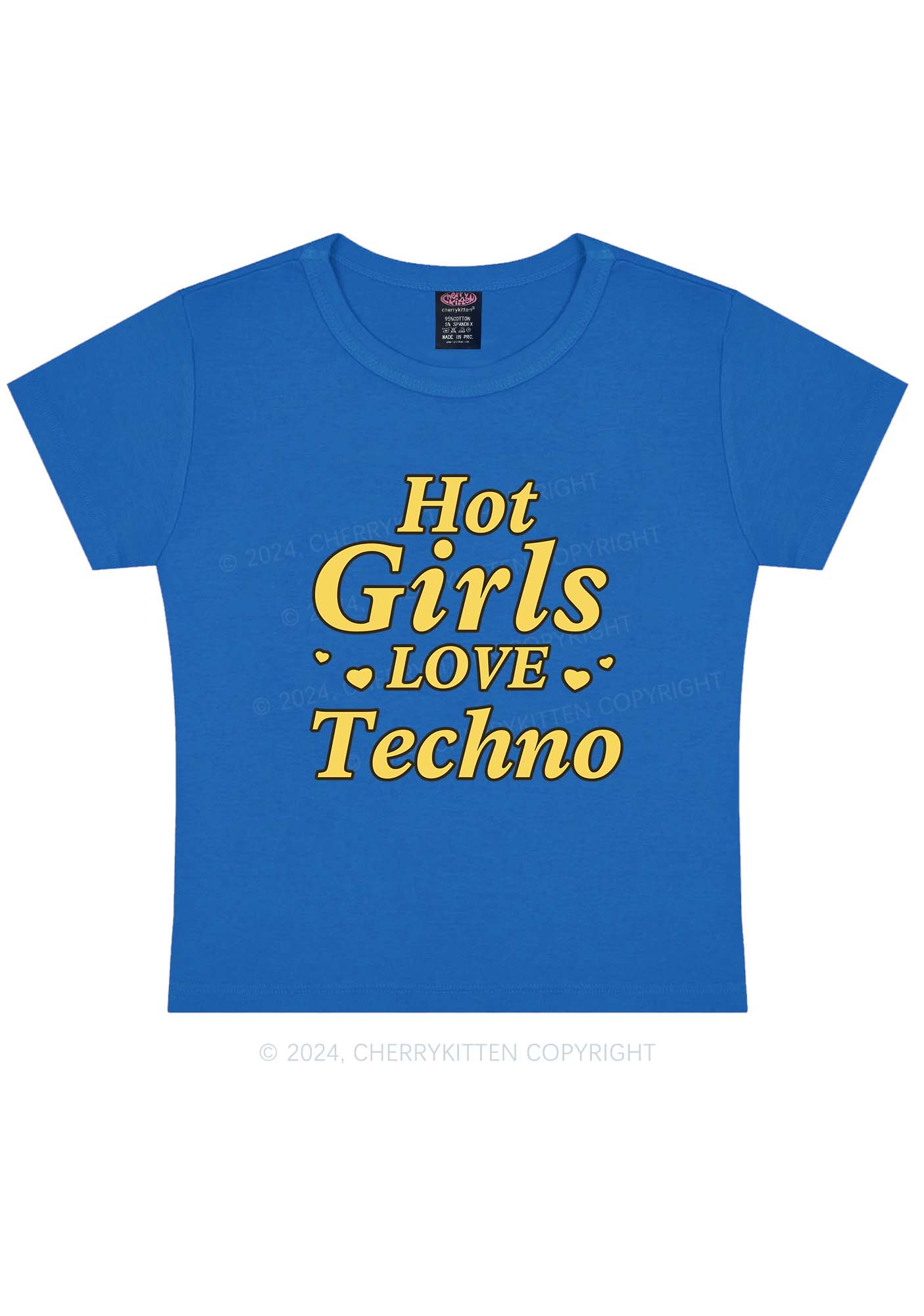 Hot Girls Love Techno Y2K Baby Tee Cherrykitten