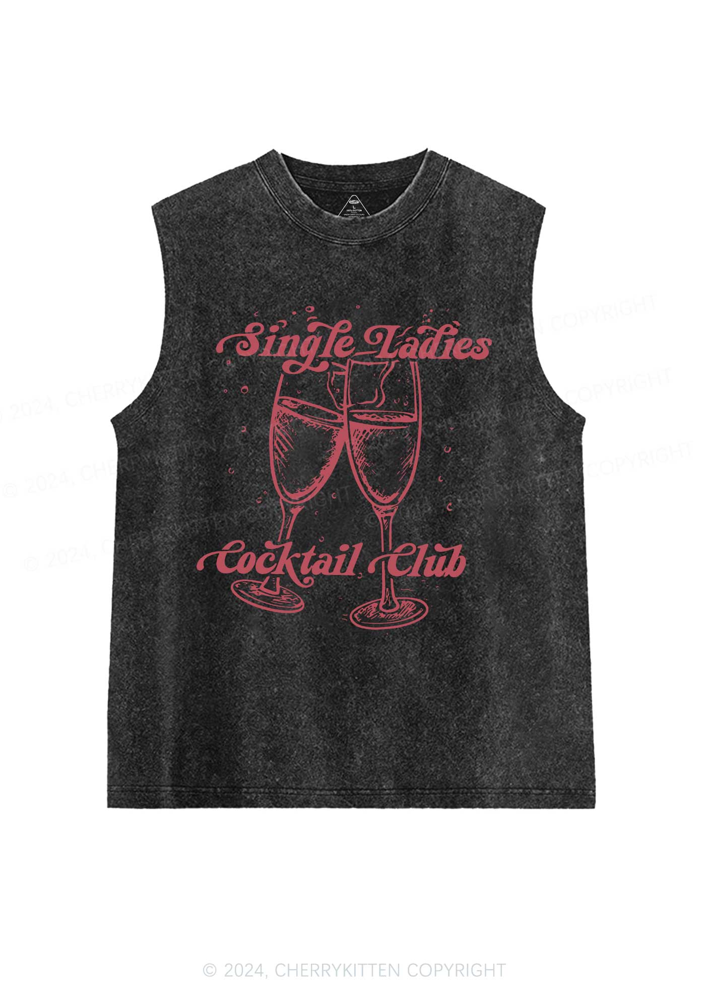 Single Ladies Y2K Valentine's Day Washed Tank Cherrykitten