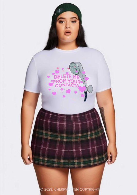 Curvy Delete Me From Your Contacts Y2K Baby Tee Cherrykitten