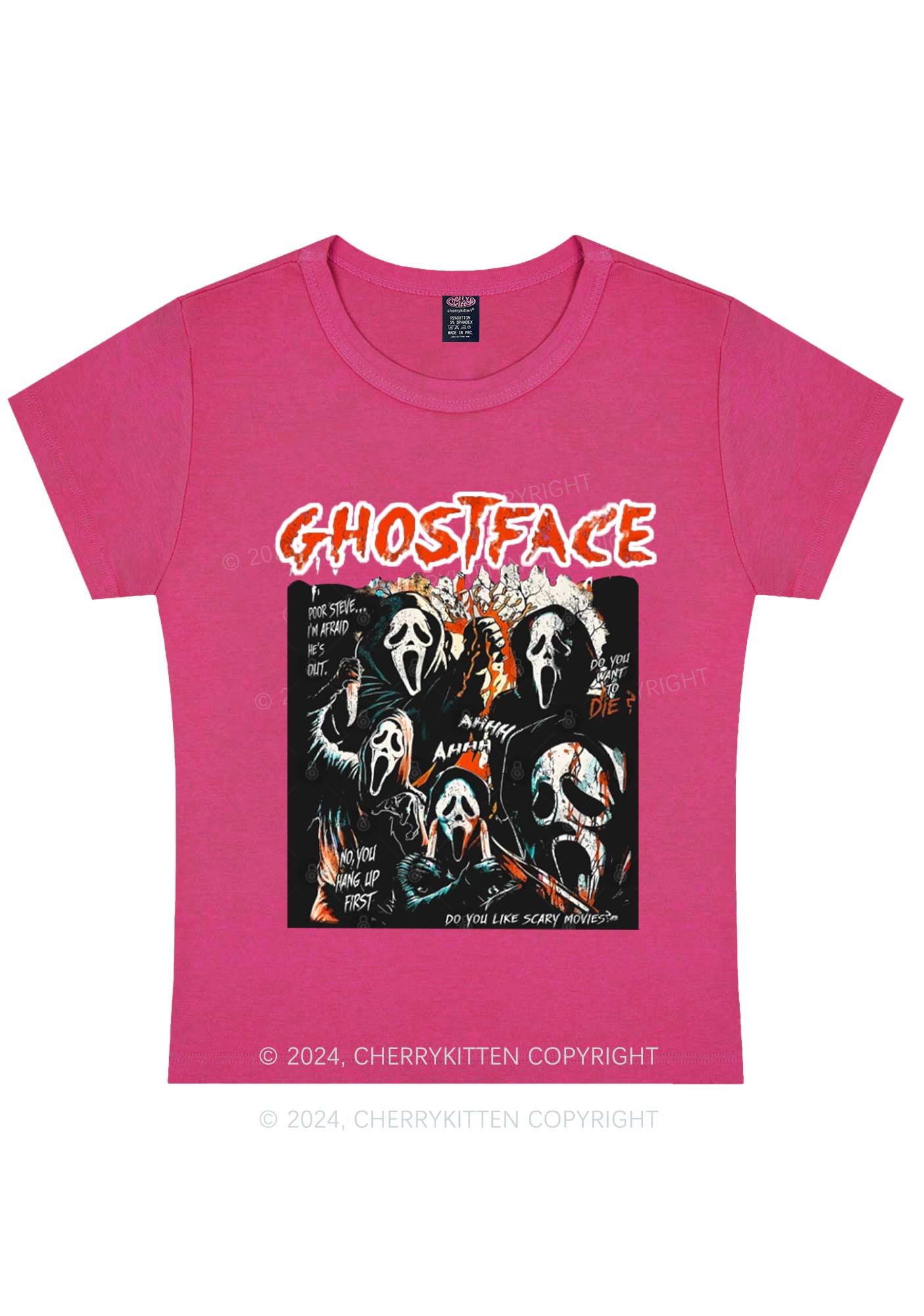 Halloween Scream Ghost Y2K Baby Tee Cherrykitten