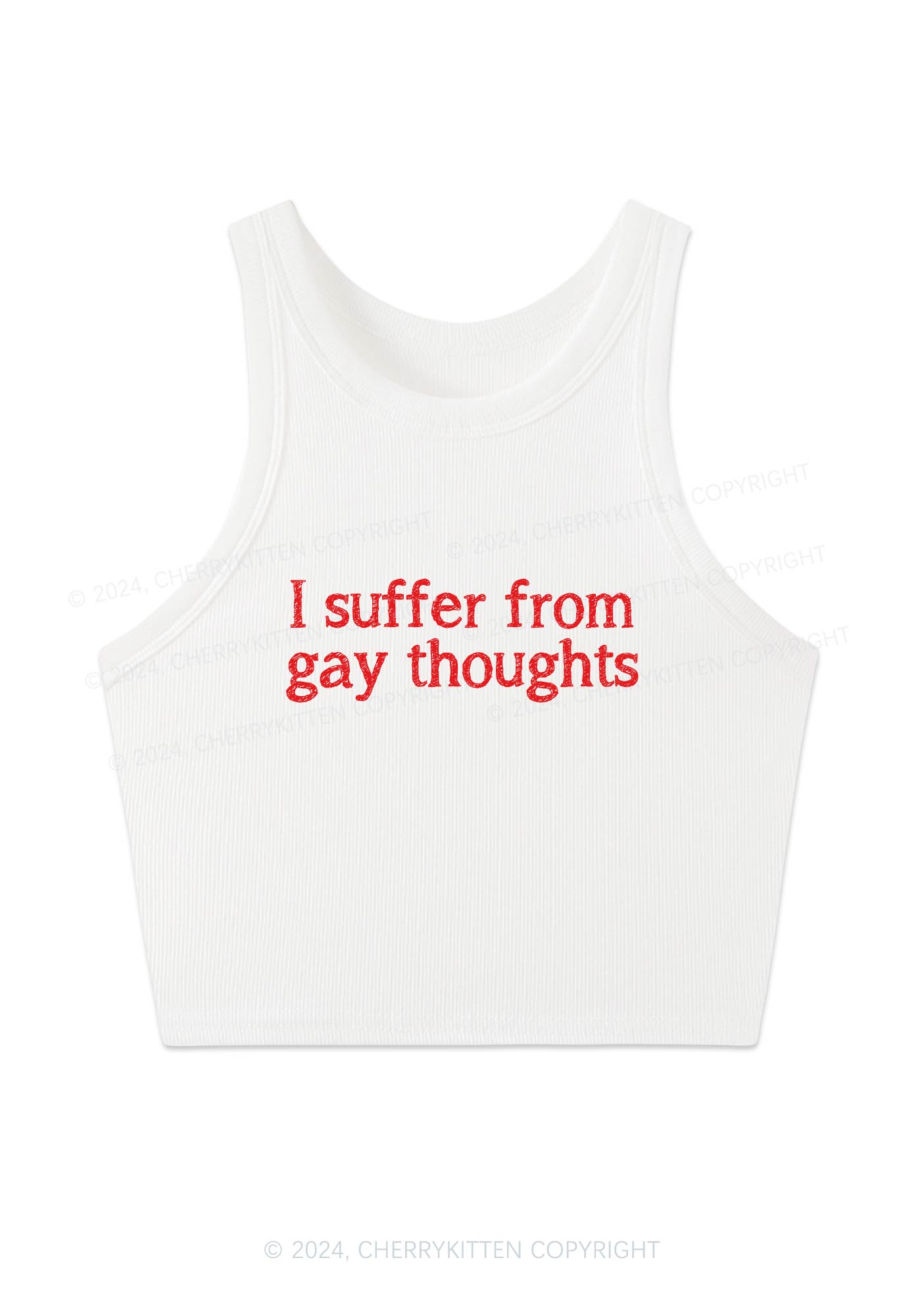 Suffer From Gay Thoughts Y2K Crop Tank Top Cherrykitten