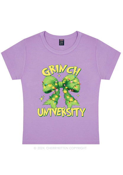 Christmas Green University Y2K Baby Tee Cherrykitten