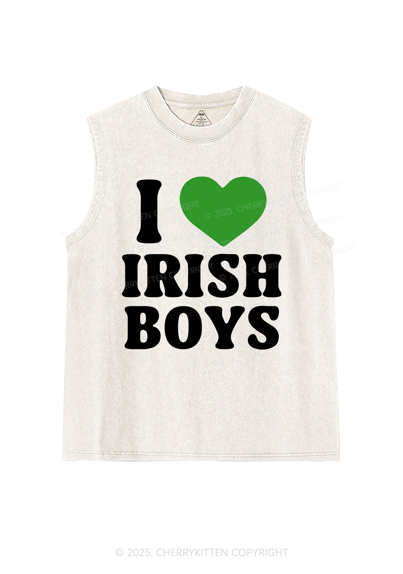 I Love Irish Boys St Patricks Y2K Washed Tank Cherrykitten