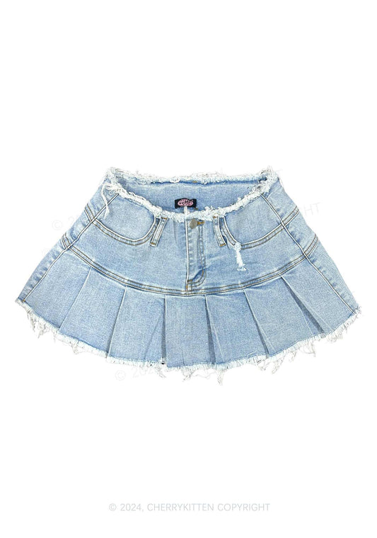 Blue Denim Y2K Mini Skirt Cherrykitten