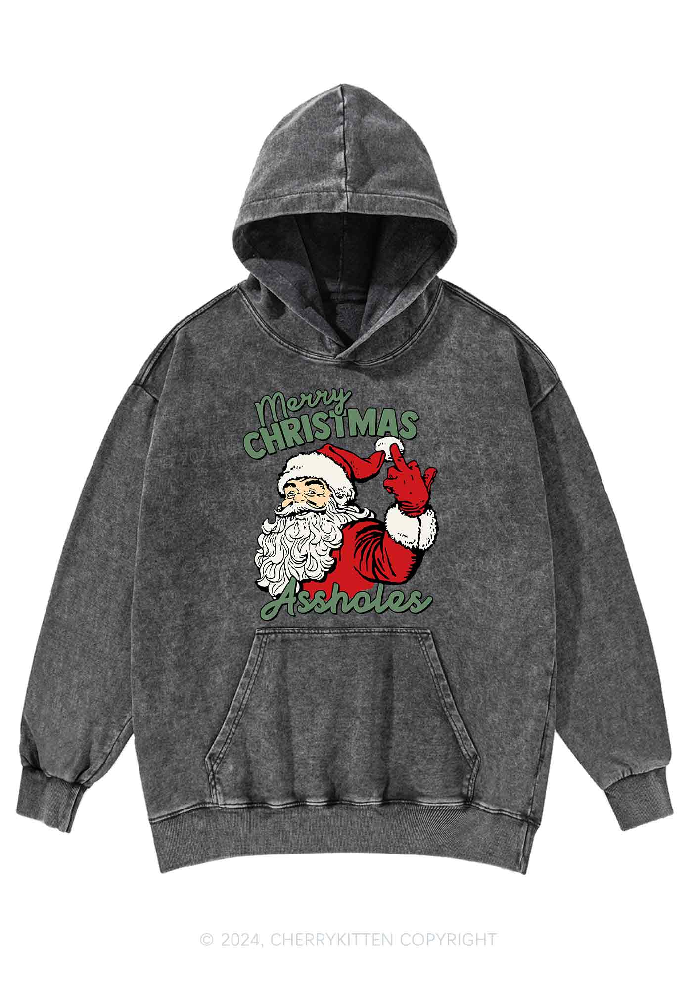 Merry Christmas Y2K Washed Hoodie Cherrykitten