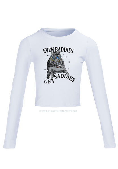 Even Baddies Get Saddies Y2K Long Sleeve Crop Top Cherrykitten