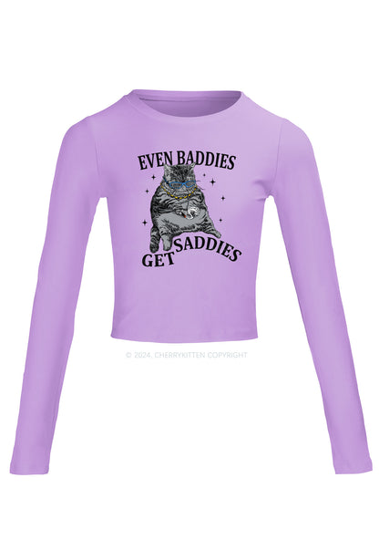 Even Baddies Get Saddies Y2K Long Sleeve Crop Top Cherrykitten