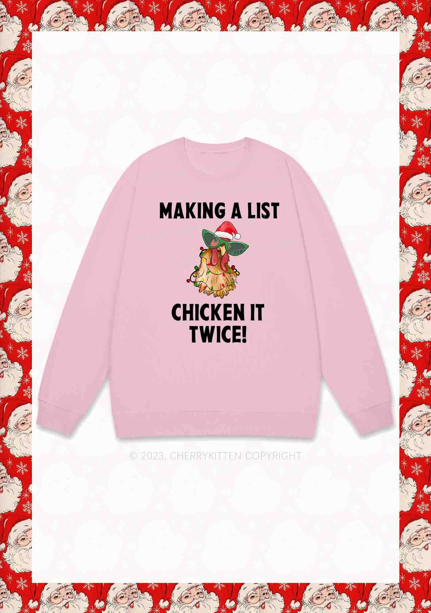 Chicken It Twice Christmas Y2K Sweatshirt Cherrykitten